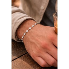 BymissMücevherat 925 Ayar Gümüş Zirkon Taşlı Premium Erkek Bileklik | Ayarlanabilir 19+3 cm