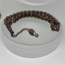 Tesbih TSBH0222BC 925 Ayar Gümüş Püsküllü Gümüş-Mercan Işlemeli Beyzi Kesim Usta El Işçilikli Erzurum Oltu Tesbih
