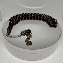 Tesbih TSBH0202HK Kararmaz Metal Püsküllü Pirinç-Mercan Işlemeli Küre Kesim Rus Oltu Tesbih