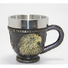 VeraGlobe Buğz 3D Kabartmalı Kartal Büstü Paslanmaz Çelik Kupa Bardak