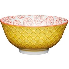 Mikasa KCBOWL30 Sırlı Seramik Kase Sarı Çiçek Desenli