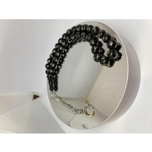 Tesbih TSBH0168HK Kararmaz Metal Püsküllü Pirinç Ayyıldız Işlemeli Küre Kesim Rus Oltu Tesbih