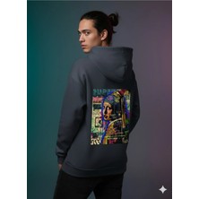 Lenithra Inci Küpeli Kız Sırt Baskılı Unisex Oversize Hoodie