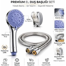 Akçay Premium 3 Fonksiyonlu Duş Başlığı Seti- Krom El  Duşu + 150 cm Spiral Hortum+Duvar Askısı