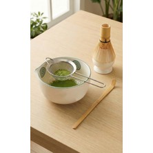 Mathciva 5 Parça Profesyonel Matcha Hazırlama Seti - Çelik Süzgeç, Bambu Çırpıcı, Kase, Tutucu ve Kaşık