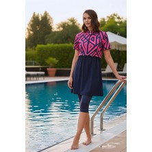 Seboteks Hızlı Kuruyan Esnek Paraşüt Kumaş 4 Parça Kısa Kollu Yarı Kapalı Mayo 3417