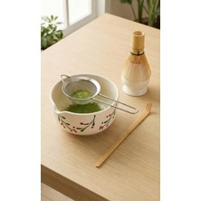 Mathciva 5 Parça Profesyonel Matcha Hazırlama Seti - Çelik Süzgeç, Bambu Çırpıcı, Kase, Tutucu ve Kaşık