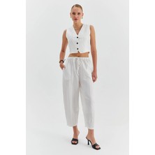 Nish&Chic Beli Lastikli Pantolon Yelek Takım