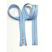 Demir Diş Kaban Mont Fermuarı / 100 cm / Açık Mavi / Gümüş Diş / No 4,5