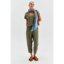 Nish&Chic V Yaka Süveter Beli Lastikli Pantolon Takım
