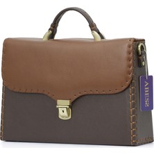 Abess Evrak Çanta , El Yapımı Lüks  Deri Evrak Çantası