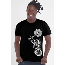 Rock&roll Dikey Motosiklet Kısa Kollu Siyah Erkek Tişört