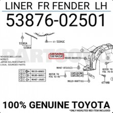 TŞT Toyota Corolla Ön Çamurluk Davlumbazı Sol 2013-2018 (Oem No:  5387602501)