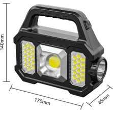 Ethab Ticaret P-880A Solar Powerbanklı Şarjlı Taşınabilir Güçlü Fener