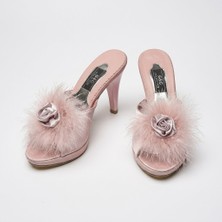 GC Terlikler Gc Pudra Gül Aksesuarlı Platform Pnponlu Bayan Terlik GC190