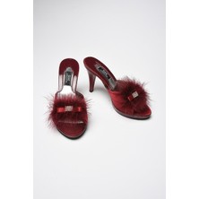 GC Terlikler Gc Bordo Taşlı Kaztüyü Platform Bayan Terlik 175