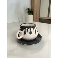Artistic Quality Dekoratif Siyah Damla, Kabartma Detaylı Çay-Kahve Fincanı 1 Adet