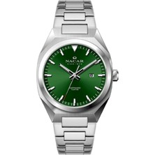 Nacar Safir Cam Spor Gümüş - Yeşil Erkek Kol Saati NC08-29430737-ANM