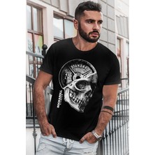 Rock&roll Disk Kafa Kısa Kollu Siyah Erkek Tişört