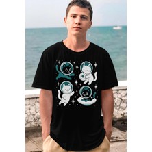 Rock&roll Astro Kediler Kısa Kollu Siyah Erkek Tişört