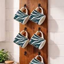 Dyrıs Doğal Ahşap 8’li Kahve Fincanı Askılığı 17X40 cm – Duvar Tipi Espresso Fincan Standı, Rustik Mutfak Düzenleyici