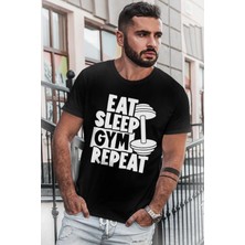 Rock&roll Gym Hayatı Kısa Kollu Siyah Erkek Tişört