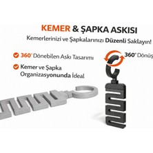 Yapı3D 2 Adet 360° Dönebilen Kemer & Şapka Askısı | 6 Bölmeli Dolap Içi Düzenleyici | Sert Plastik Organizer