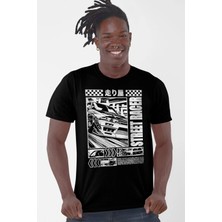 Rock&roll Sokak Yarışcısı Kısa Kollu Siyah Erkek Tişört