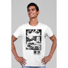Rock&roll Drift Anime Kısa Kollu Beyaz Erkek Tişört