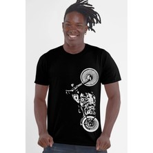 ROCKANDROLL Dikey Motosiklet Kısa Kollu Siyah Erkek Tişört