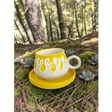 Artistic Quality Dekoratif Sarı Damla, Kabartma Detaylı Çay-Kahve Fincanı 1 Adet