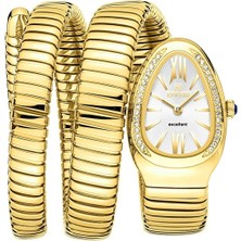 Reward RWA147543 Beyaz Kadran Çift Tur Sarmal Altın Renk Yılan Kadın Saati