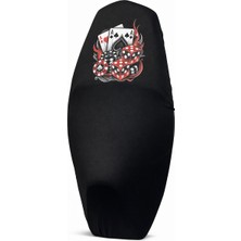 Utku Giyim Poker Baskılı Tüm Scooterlara Uyumlu Motosiklet Sele Kılıfı Siyah Renk