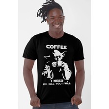 ROCKANDROLL Yoda Kahvesi Kısa Kollu Siyah Erkek Tişört