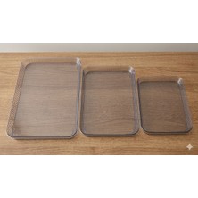 Bulut 3lü Diamond Kristal Tepsi Seti