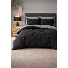 More Home Tek  Kişilik Yorgan Kılıfı + Yastık Kılıfı  (Çarşafsız) Siyah  Antrasit
