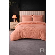 More Home  Tek  Kişilik Pamuklu Nevresim Takımı  Lastikli Çarşaflı Somon