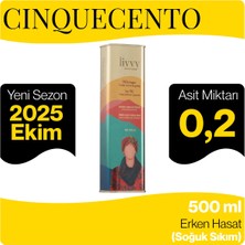 Livvy CINQUECENTO Soğuk Sıkım Erken Hasat Natürel Sızma Zeytinyağı 500 ml Özel Tasarım Teneke (2025 / 2026 Yeni Hasat) (Asit Miktarı 0.2)