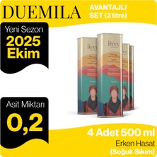 Livvy DUEMILA Soğuk Sıkım Erken Hasat Natürel Sızma Zeytinyağı 2 litre (4 Adet 500 ml) (2025 / 2026 Yeni Hasat) (Asit Miktarı 0.2)
