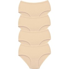 4 Adet Tutku Kadın Yüksek Bel Bato Kalın Lastik Külot Ten