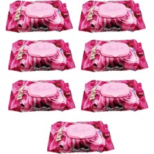 7 Paket Red Rose Islak Havlu Mendil 90 Adet Kapaklı Gül Kokulu