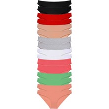 16 Adet Süper Eko Set Likralı Kadın Slip Külot 8 Renkli