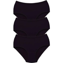 3 Adet Tutku Kadın Yüksek Bel Bato Kalın Lastik Külot Siyah