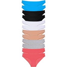 12 Adet Eko Set Likralı Kadın Slip Külot Çok Renkli 6