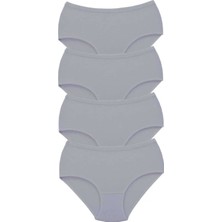 4 Adet Tutku Kadın Yüksek Bel Bato Kalın Lastik Külot Gri