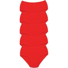 5 Adet Tutku Kadın Yüksek Bel Bato Kalın Lastik Külot Kırmızı