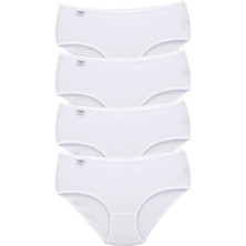 4 Adet Tutku Kadın Yüksek Bel Bato Ince Lastik Külot Beyaz