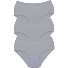 3 Adet Tutku Kadın Yüksek Bel Bato Kalın Lastik Külot Gri