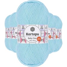 5 Adet Baby One Tüylenmeyen El Örgü Ipi Yünü Gök Mavi K502