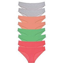 8 Adet Süper Eko Set Likralı Kadın Slip Külot Gri Pudra Yeşil Fuşya